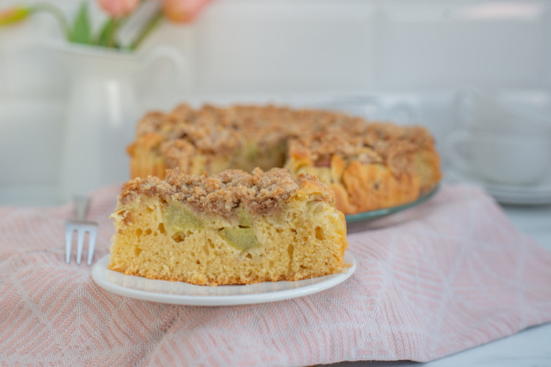 Rezept für Rhabarberkuchen mit Streuseln