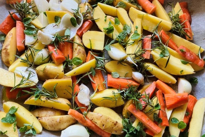Rezept für buntes Gemüse vom Blech